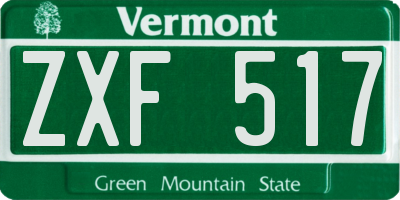 VT license plate ZXF517
