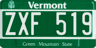 VT license plate ZXF519