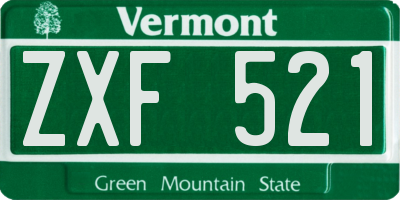 VT license plate ZXF521