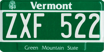 VT license plate ZXF522