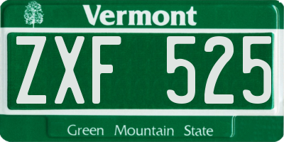 VT license plate ZXF525