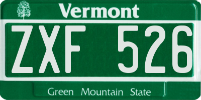 VT license plate ZXF526