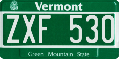 VT license plate ZXF530