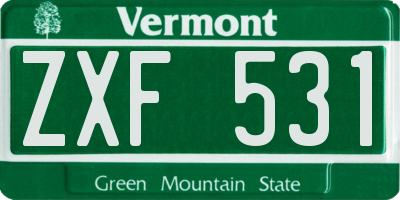 VT license plate ZXF531
