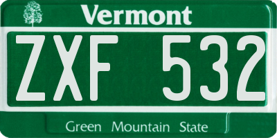 VT license plate ZXF532