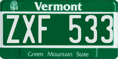 VT license plate ZXF533