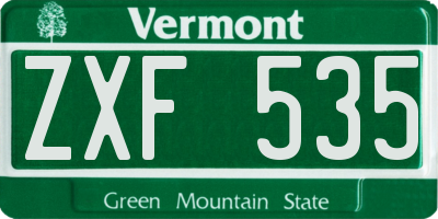 VT license plate ZXF535