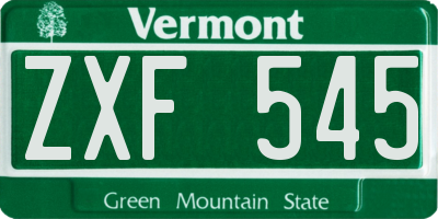 VT license plate ZXF545