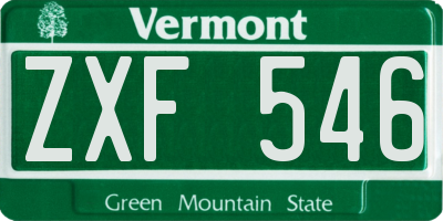 VT license plate ZXF546