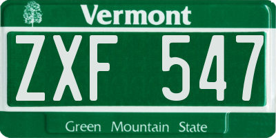VT license plate ZXF547