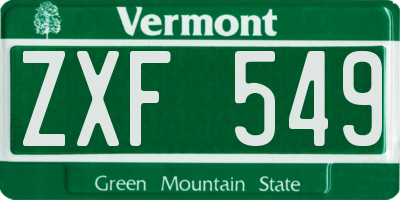 VT license plate ZXF549