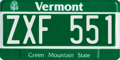 VT license plate ZXF551