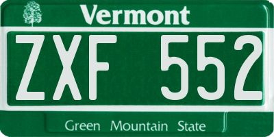 VT license plate ZXF552