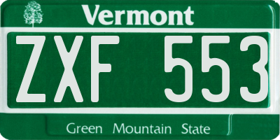 VT license plate ZXF553