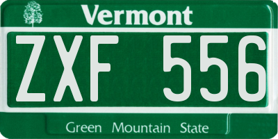 VT license plate ZXF556