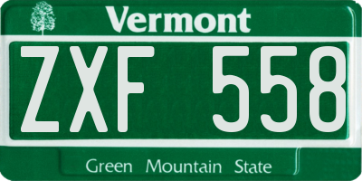 VT license plate ZXF558