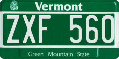 VT license plate ZXF560