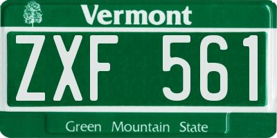 VT license plate ZXF561