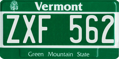 VT license plate ZXF562
