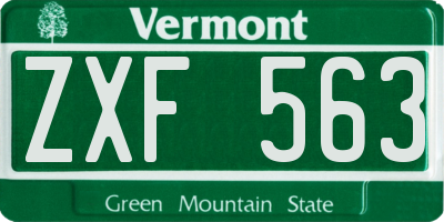 VT license plate ZXF563