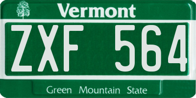 VT license plate ZXF564