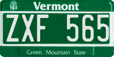 VT license plate ZXF565