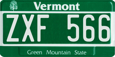 VT license plate ZXF566