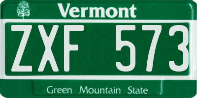 VT license plate ZXF573