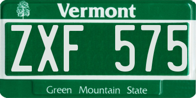 VT license plate ZXF575