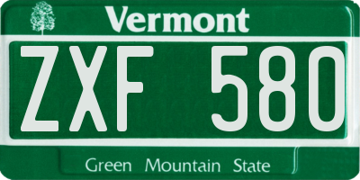 VT license plate ZXF580