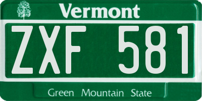 VT license plate ZXF581
