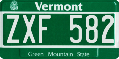 VT license plate ZXF582