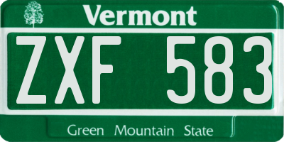 VT license plate ZXF583