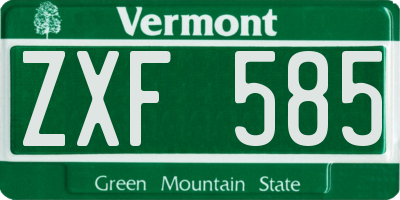 VT license plate ZXF585