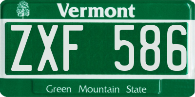 VT license plate ZXF586
