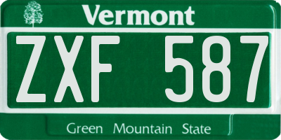 VT license plate ZXF587