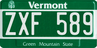 VT license plate ZXF589