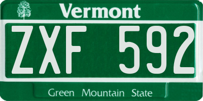 VT license plate ZXF592