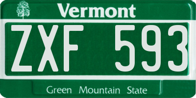 VT license plate ZXF593