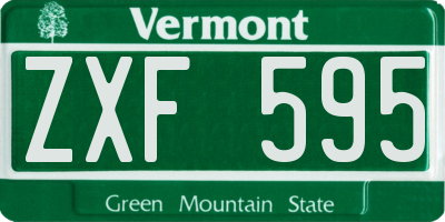 VT license plate ZXF595