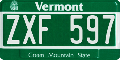 VT license plate ZXF597