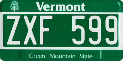 VT license plate ZXF599