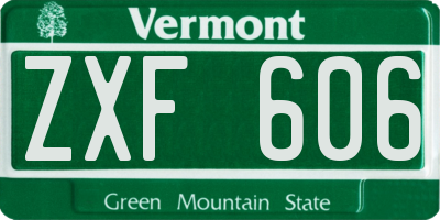 VT license plate ZXF606
