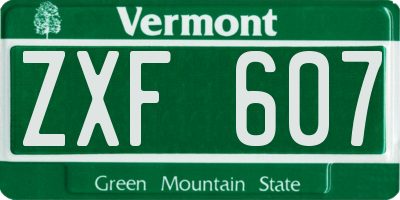 VT license plate ZXF607