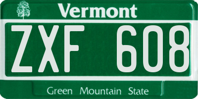 VT license plate ZXF608