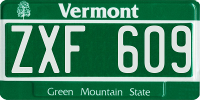 VT license plate ZXF609