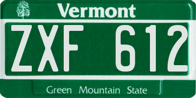 VT license plate ZXF612