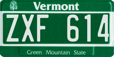 VT license plate ZXF614