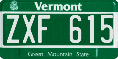 VT license plate ZXF615