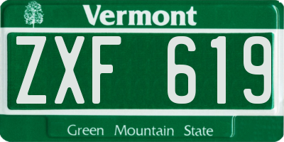 VT license plate ZXF619